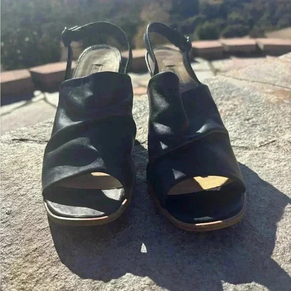 Paul Green Waverly Black Leather Slingback Block Heels Sandals Women's SizeUS 11 - Picture 7 of 9
